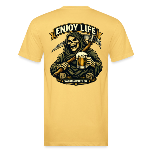 Enjoy Life - Grim Tee - pastel yellow