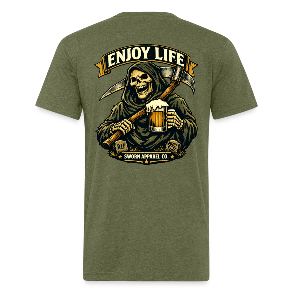 Enjoy Life - Grim Tee - heather military green