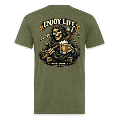 Enjoy Life - Grim Tee - heather military green