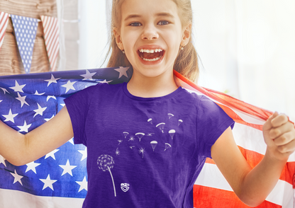 Kiddos Purple Dandelion Paratrooper Tee